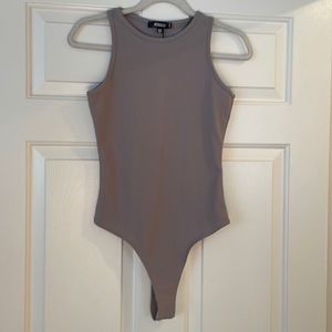NWT Missguided Women’s Ribbed Razor Neck Sleeveless Gray Bodysuit - Size 6